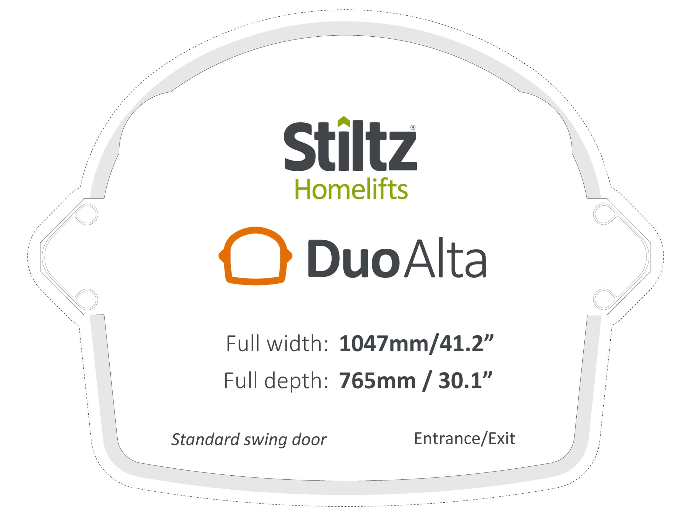 Stiltz Duo+ Homelift footprint
